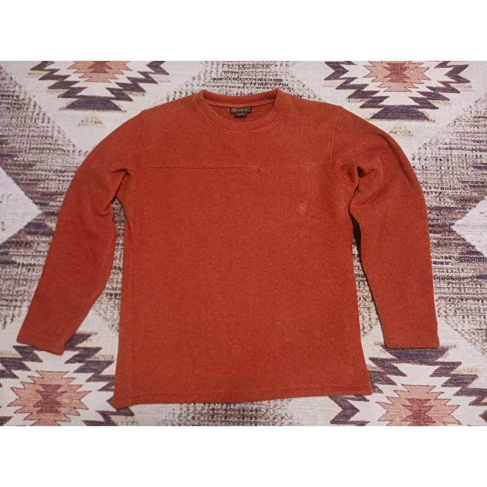 Ariat Shirt Mens Medium Long Sleeve Crew Neck Orange Sweater‎ Casual Lightweight